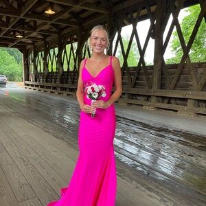 Pink Gown/Prom. No slit in leg. Jessica Angel brand. Sz XS.